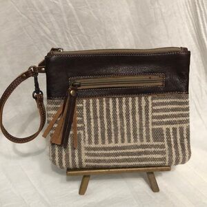 Myra Canvas and Leather Wristlet